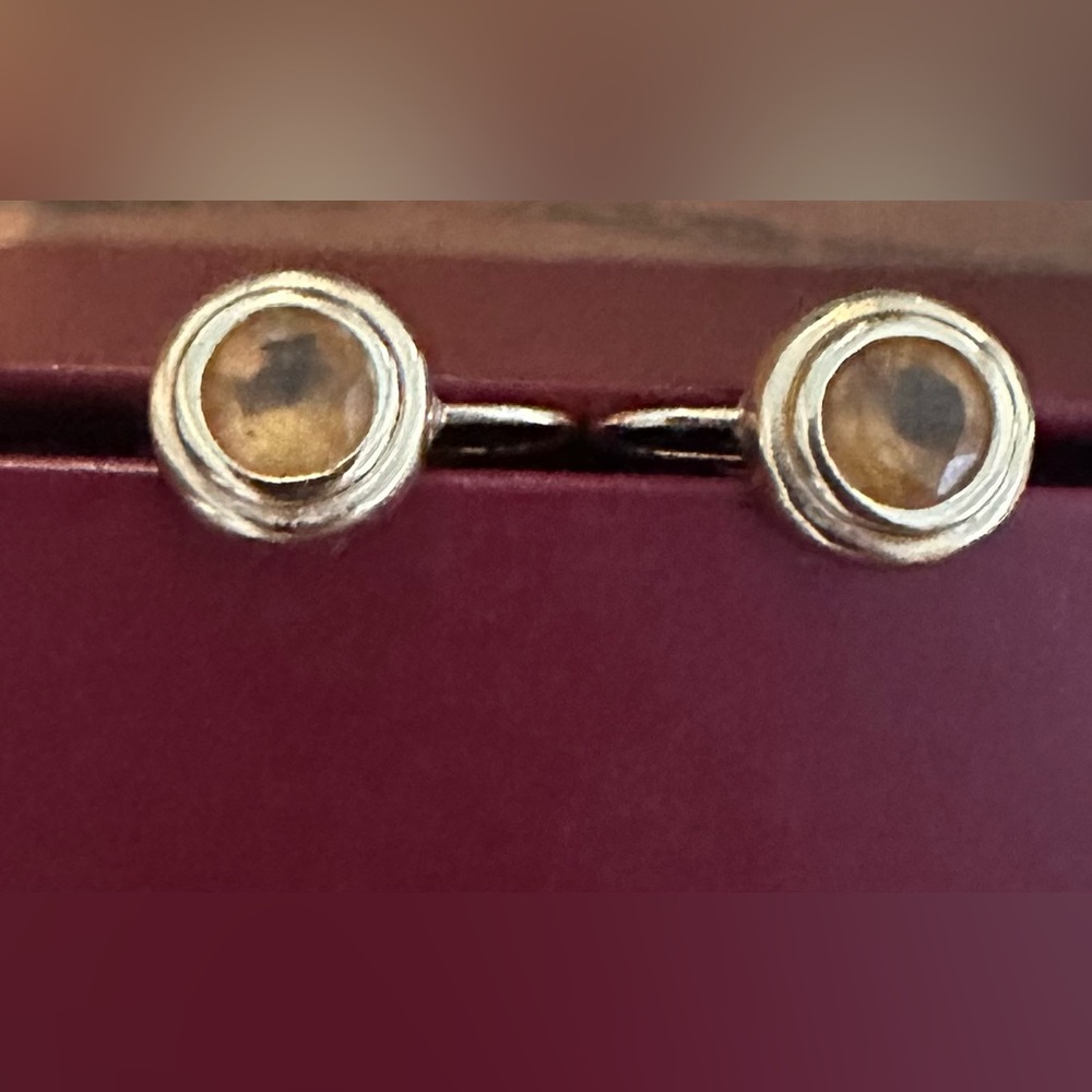 14K gold earrings - Citrine Gemstone